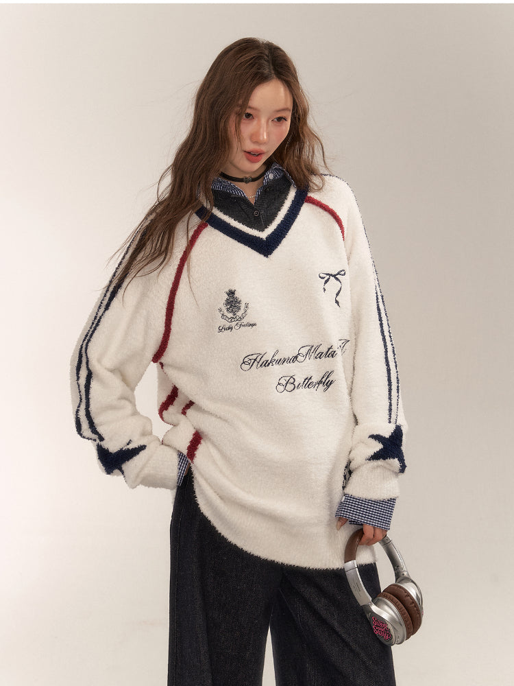 American Sports Bow Embroidered Sweater