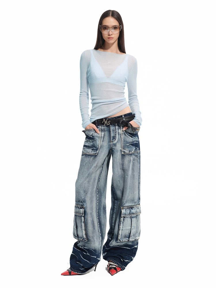 &quot;Feria Series&quot; Volcano Denim Loose Wide-leg Jeans
