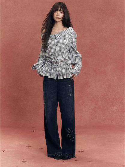 One-Shoulder Convertible Waist-Cinched Shirt