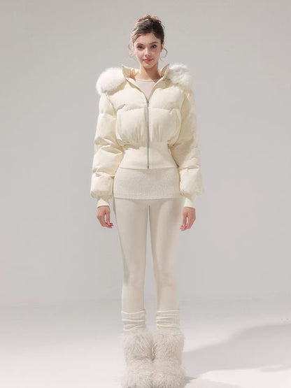 Retro Hourglass Waist Cotton Puffer Jacket