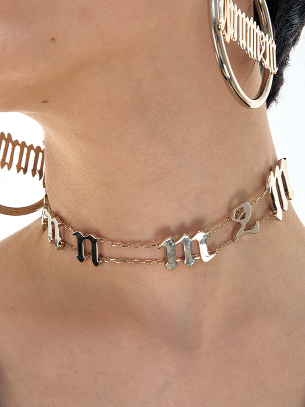 Punk Letter Choker Necklace