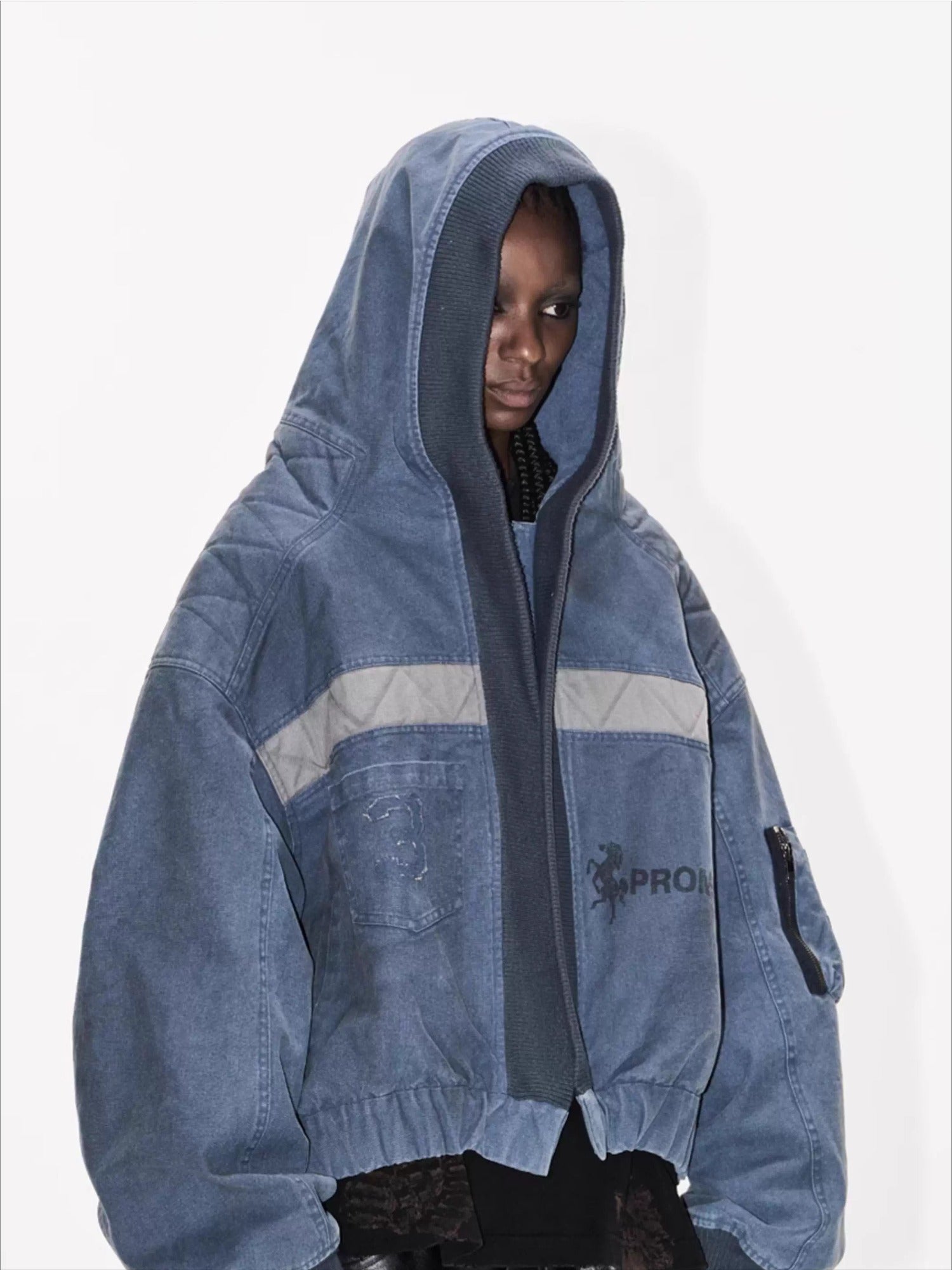 Washed Oversized Utility MA-1 Hooded Jacket