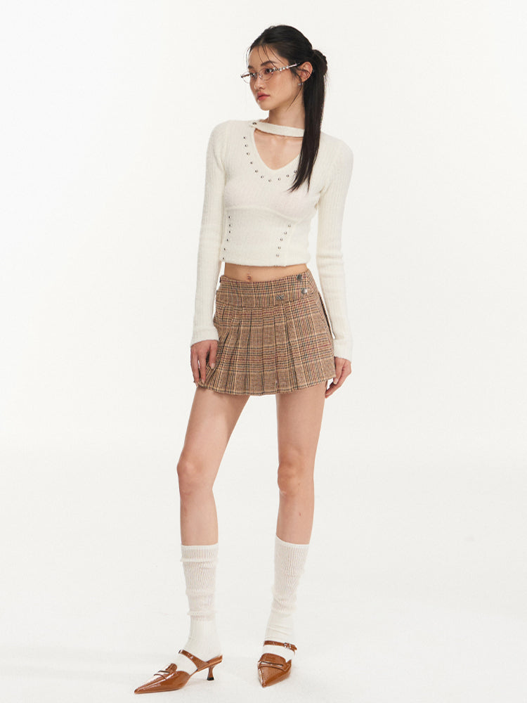 Plaid High-Waist A-Line Skirt