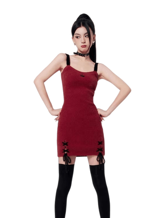 Red Knit Two-Piece Dress Set