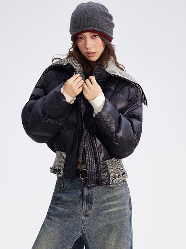 Reversible Knit Lapel Down Jacket