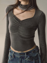 Square Neck Halter Knit Sweater - CHINASQUAD