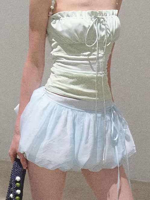 Detachable Floral Cutout Double-Layer Skirt