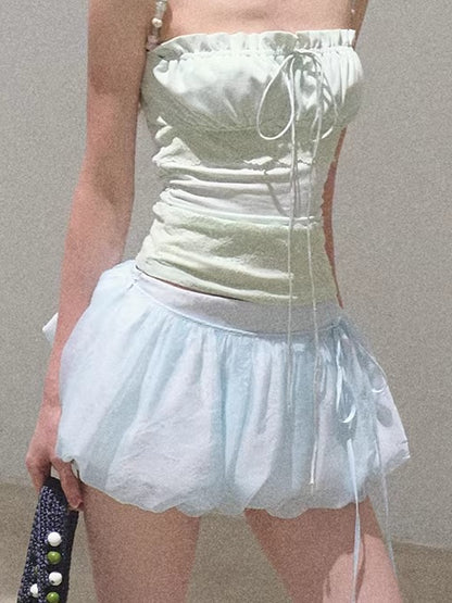 Detachable Floral Cutout Double-Layer Skirt