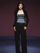 Striped Contrast Hand-Sewn Button Tube Top & Shrug Set - CHINASQUAD
