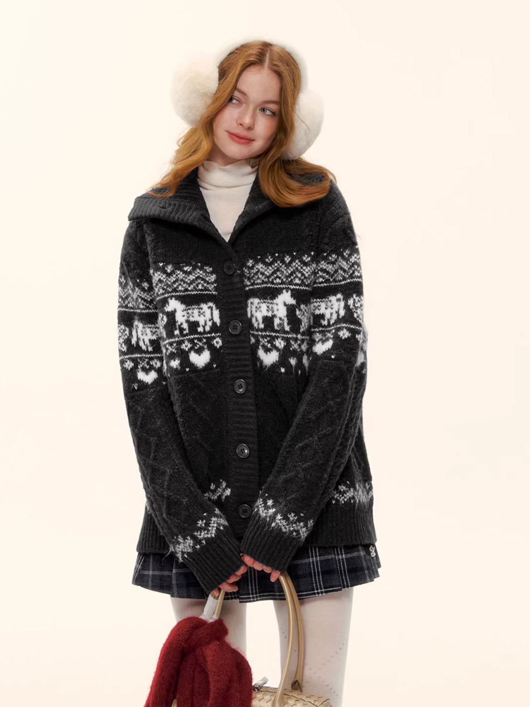 Red Loose Knit Sweater Cardigan