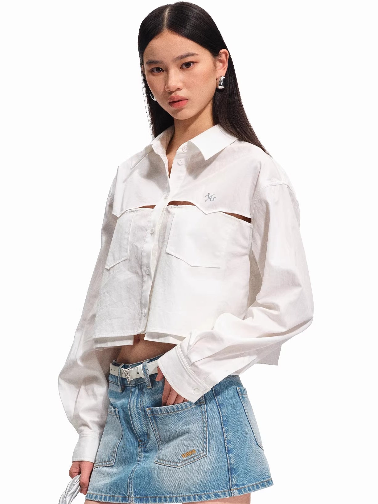 Hyde Lyocell-Cotton Cutout Cropped Shirt