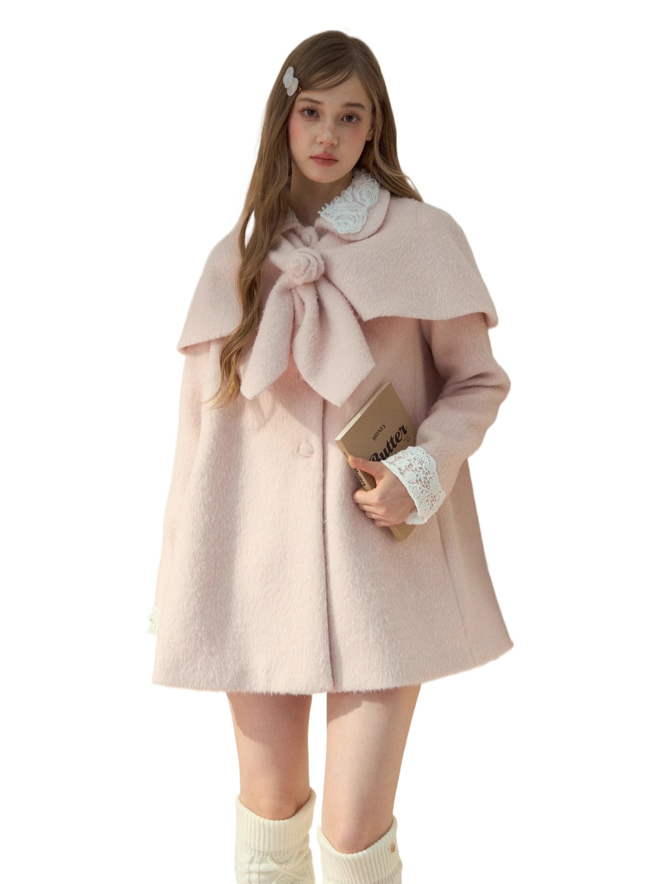 Rose Cape Wool-Blend Coat