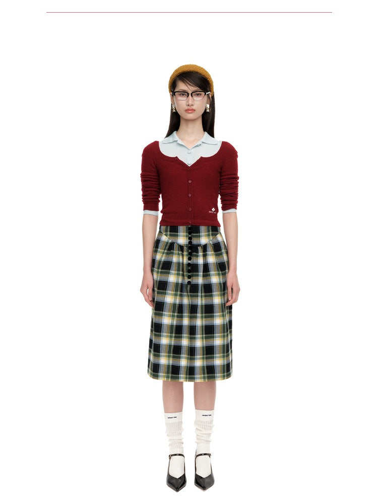 Round-Neck Fitted Wool-Blend Knit Cardigans