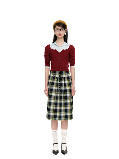 Round-Neck Fitted Wool-Blend Knit Cardigans