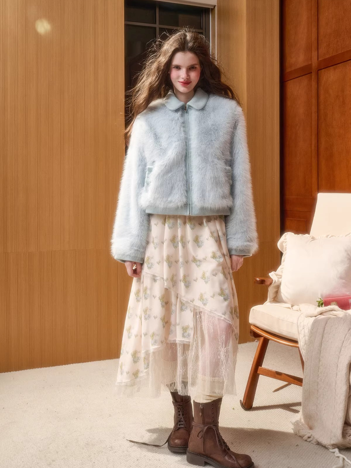 Faux Leather Peter Pan Collar Jacket