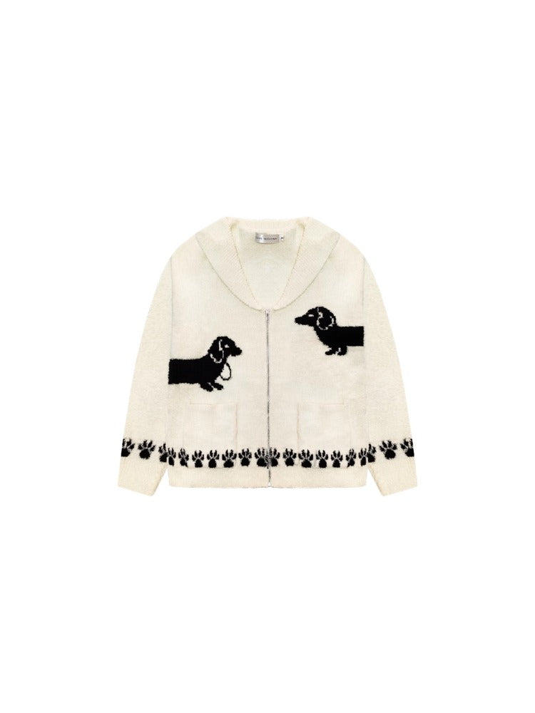 White Dachshund Homewear Cardigan