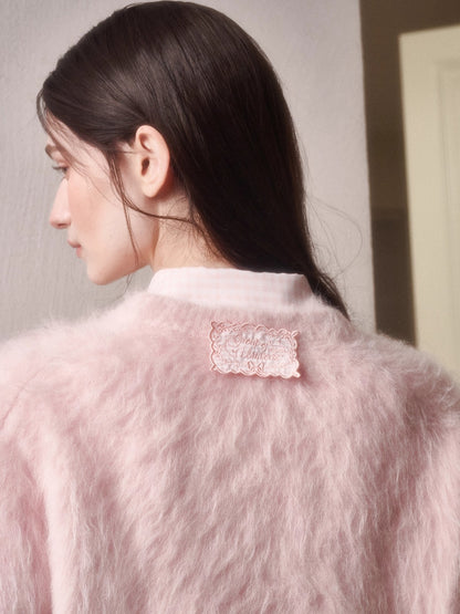 Little Lamb Alpaca-Cashmere Long Plush Crewneck
