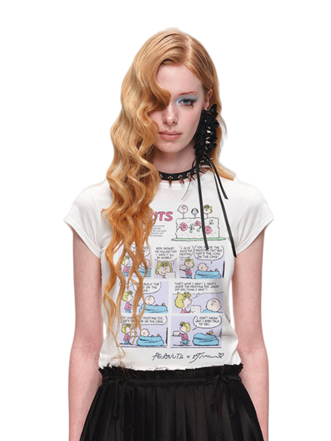Snoopy Comic Print Fitted Basic T-Shirt