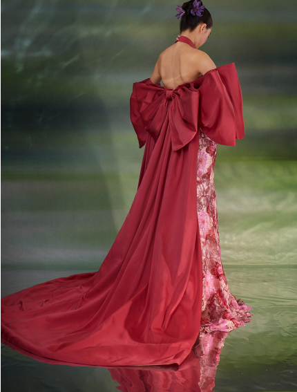 Floral Embroidered Strapless Mermaid Gown