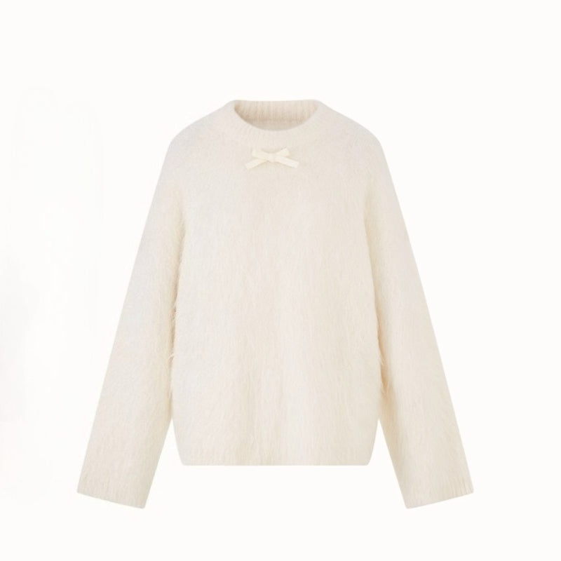 Little Lamb Alpaca-Cashmere Long Plush Crewneck