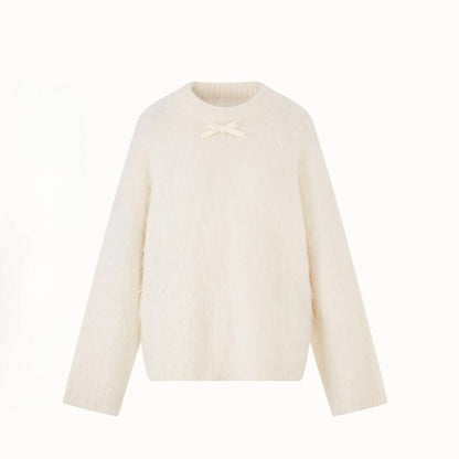 Little Lamb Alpaca-Cashmere Long Plush Crewneck