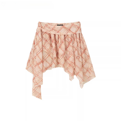 Asymmetric Printed Chiffon Mini Skirt