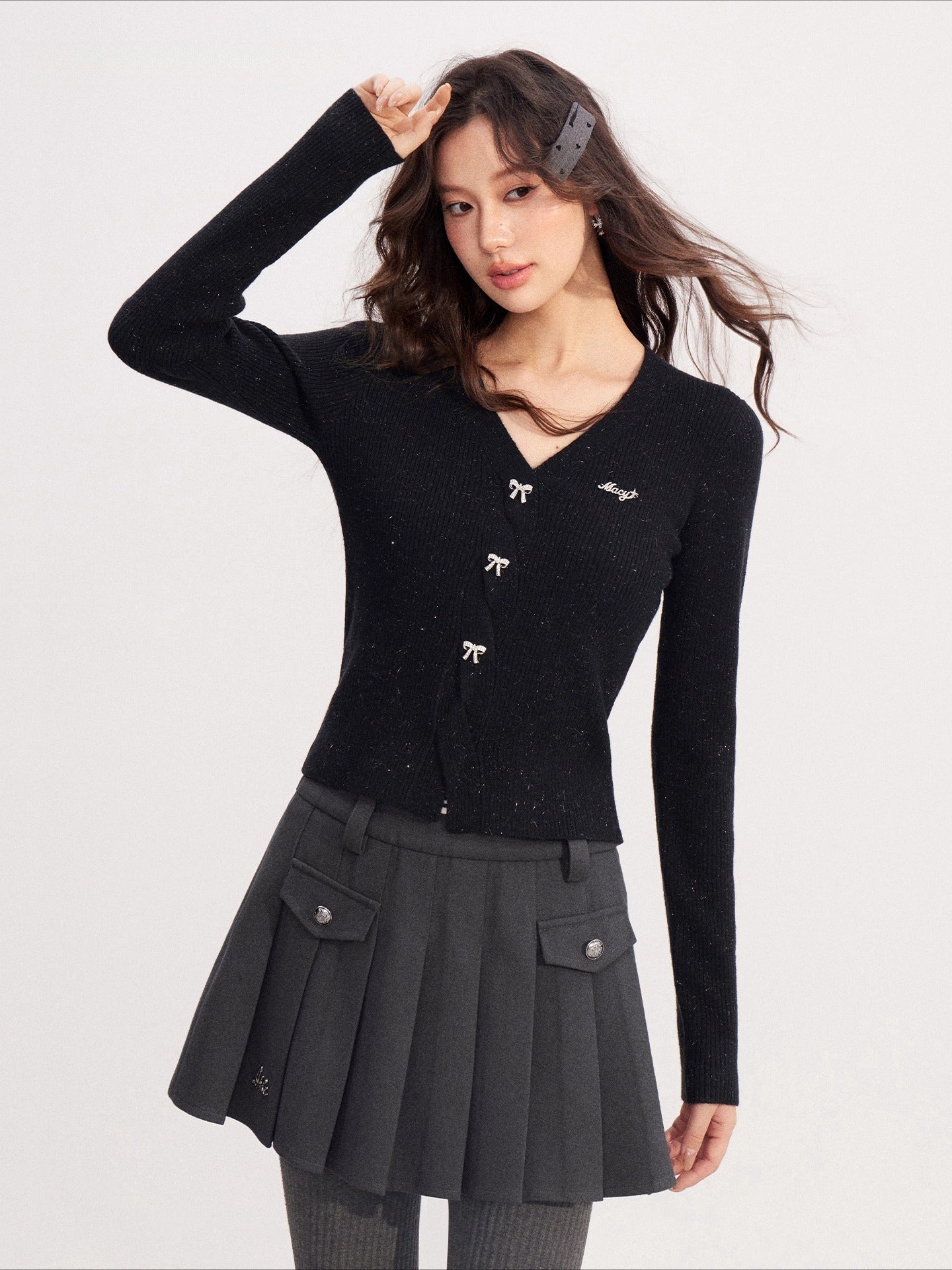 Shimmer Soft-Touch Knit V-Neck