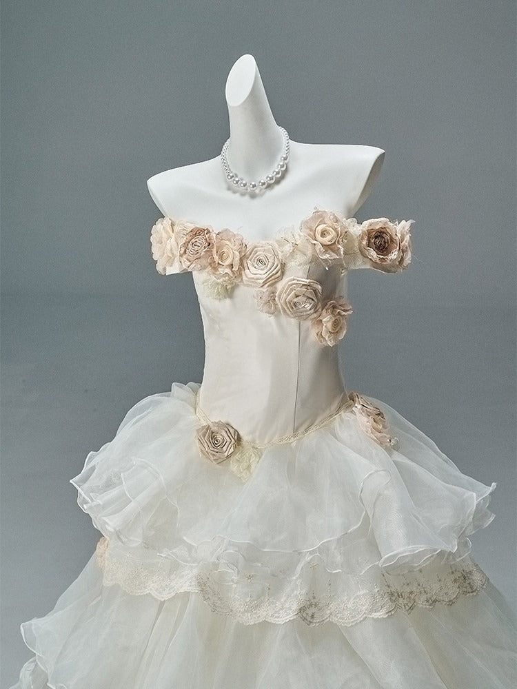 “Whispering Woods” Floral Off-Shoulder Couture Gown