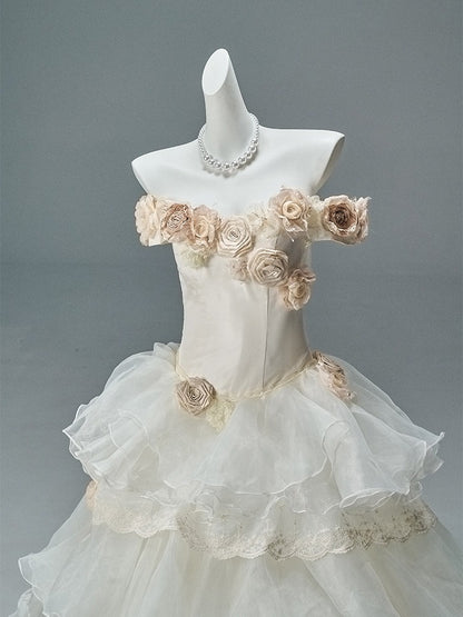 “Whispering Woods” Floral Off-Shoulder Couture Gown