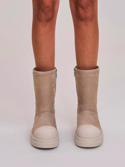 Sherpa Leather Wool Snow Boots