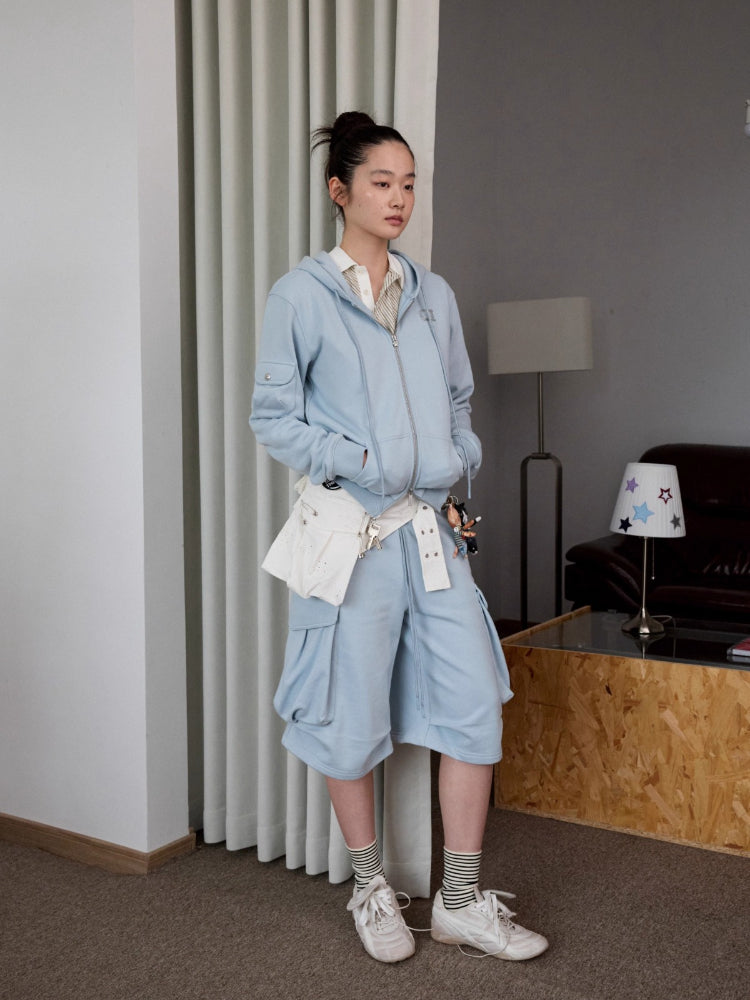 Embroidered Jacquard Utility Multi-Pocket 3D Waist Bag