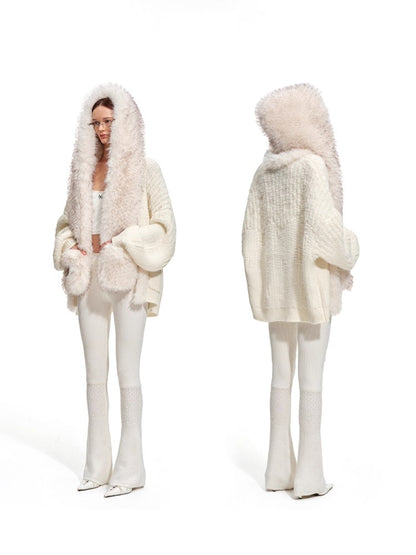 Polar Eco Fox Fur Hooded Scarf Hat