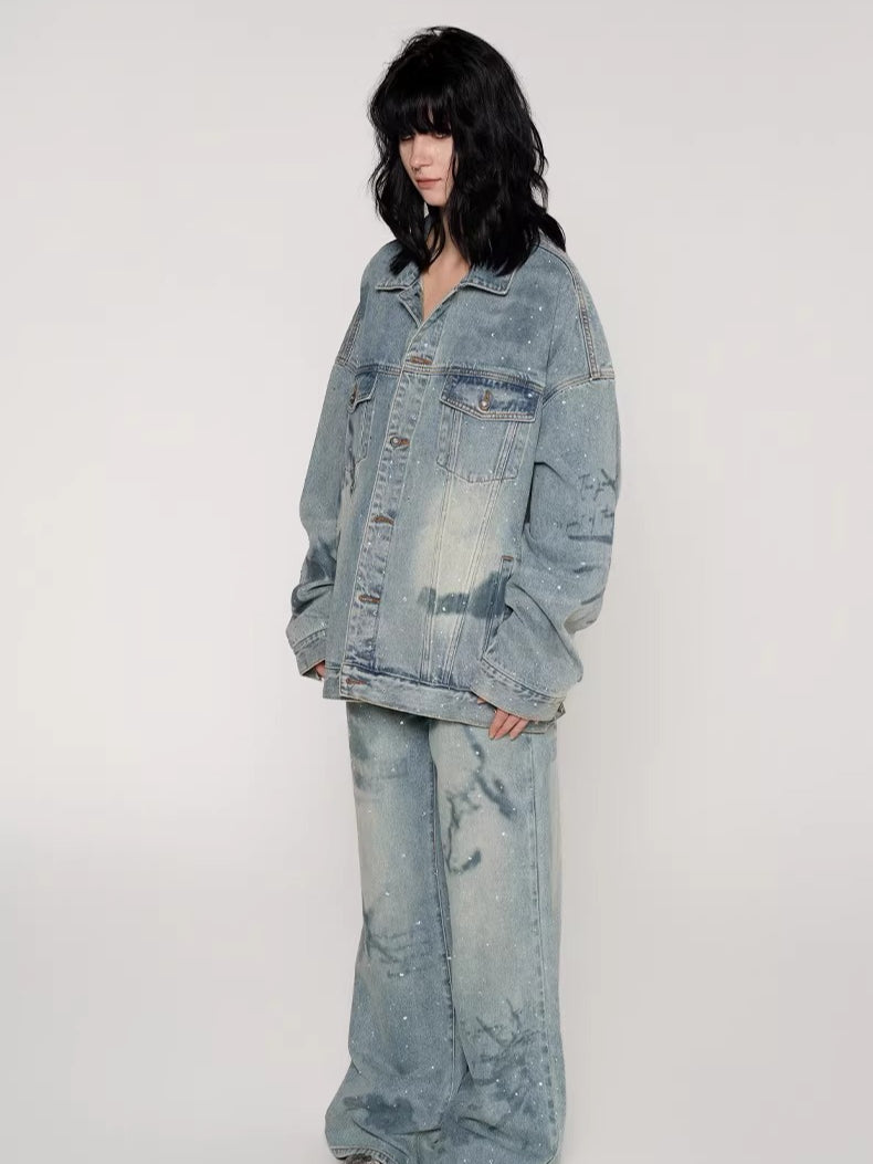 Rhinestone Nautical Map Denim Jacket