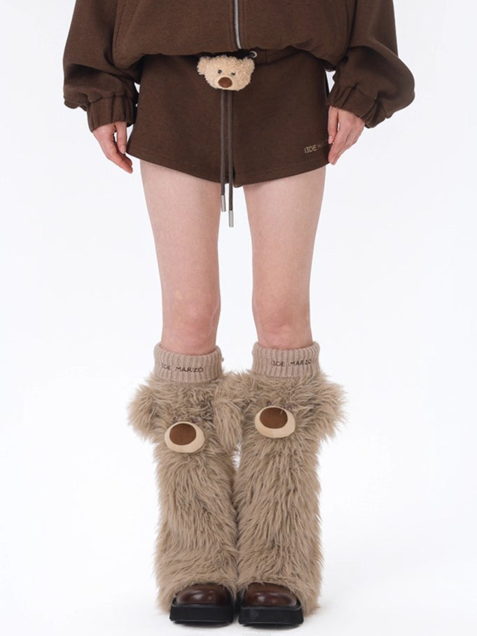 Plush Doll Fleece-Lined Straight Shorts