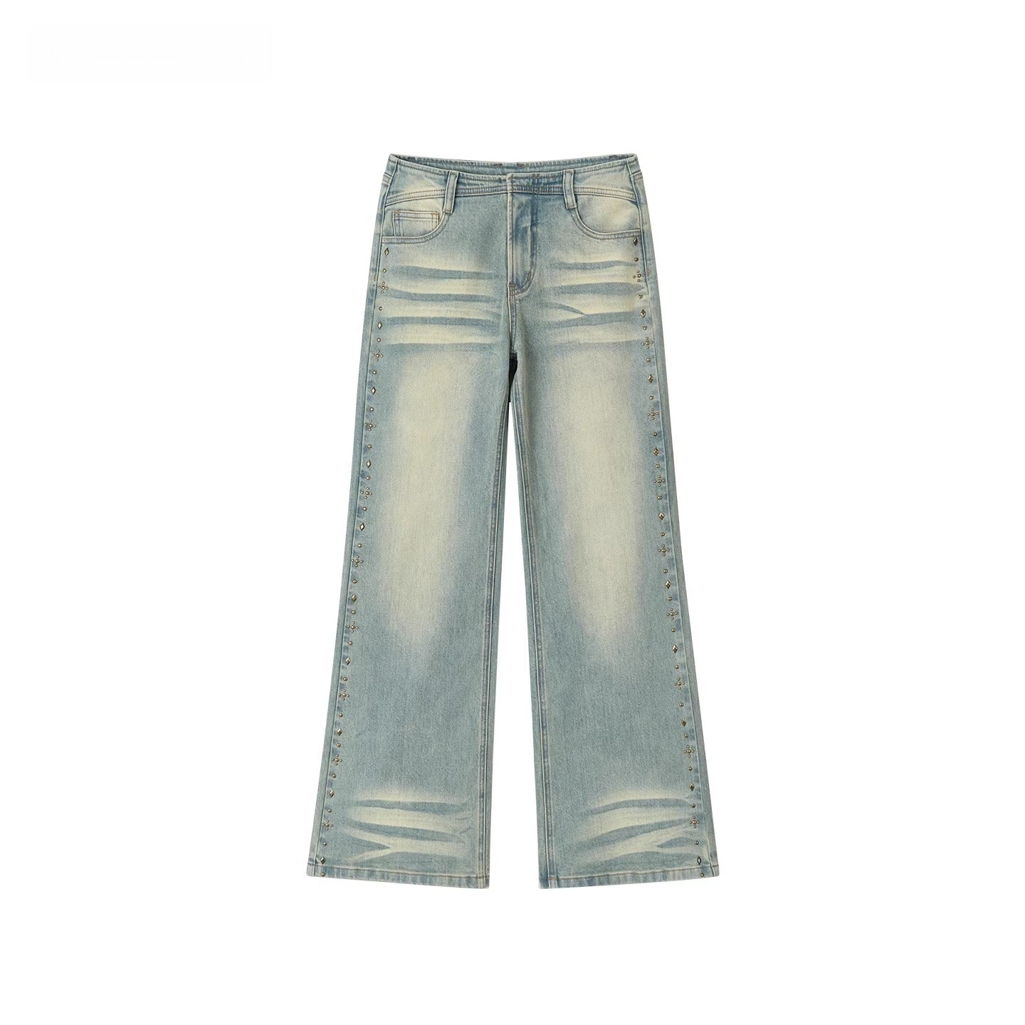 Straight-Leg Washed Denim Pants