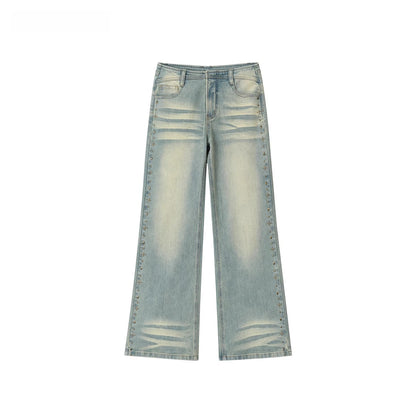 Straight-Leg Washed Denim Pants