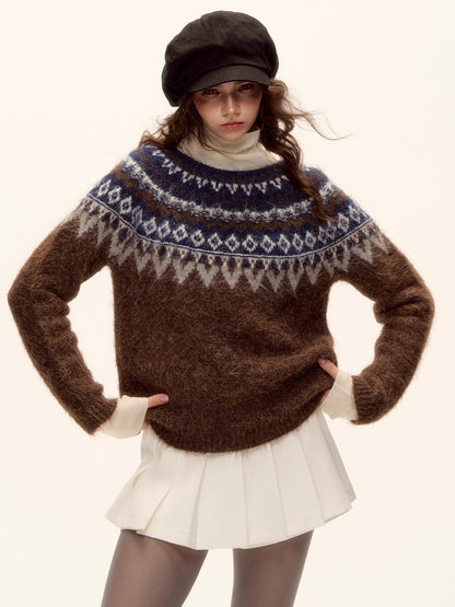 Wool-Blend Fair Isle Knit Sweater