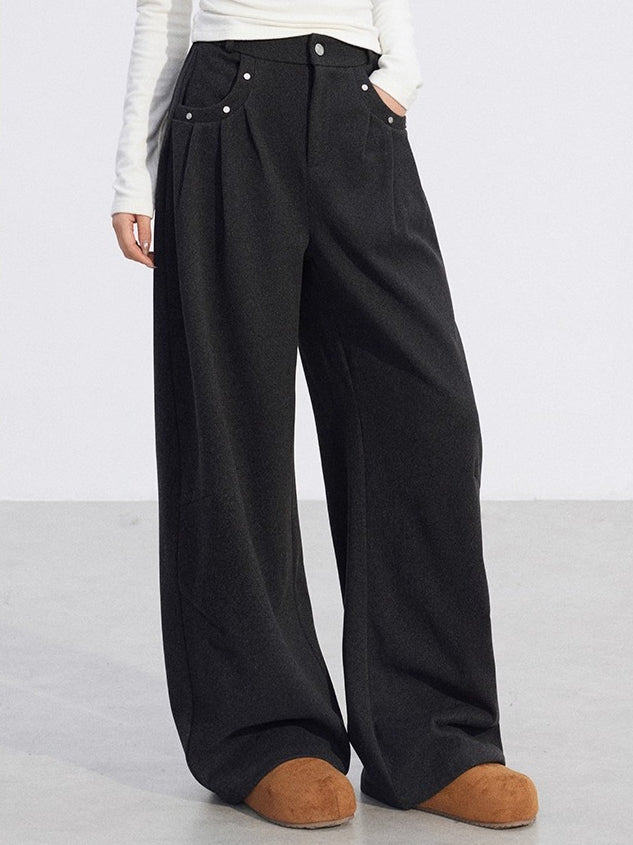 Wool-Blend Wide-Leg Trousers