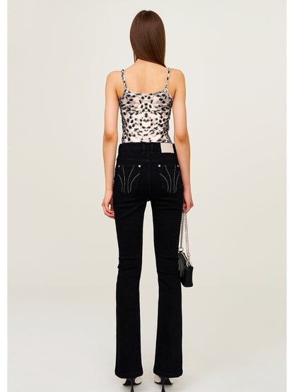 Leopard Print Sleeveless Outer - wear Sports Sling