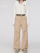 Black & Khaki Star Pleated Utility Wide-Leg Pants - CHINASQUAD