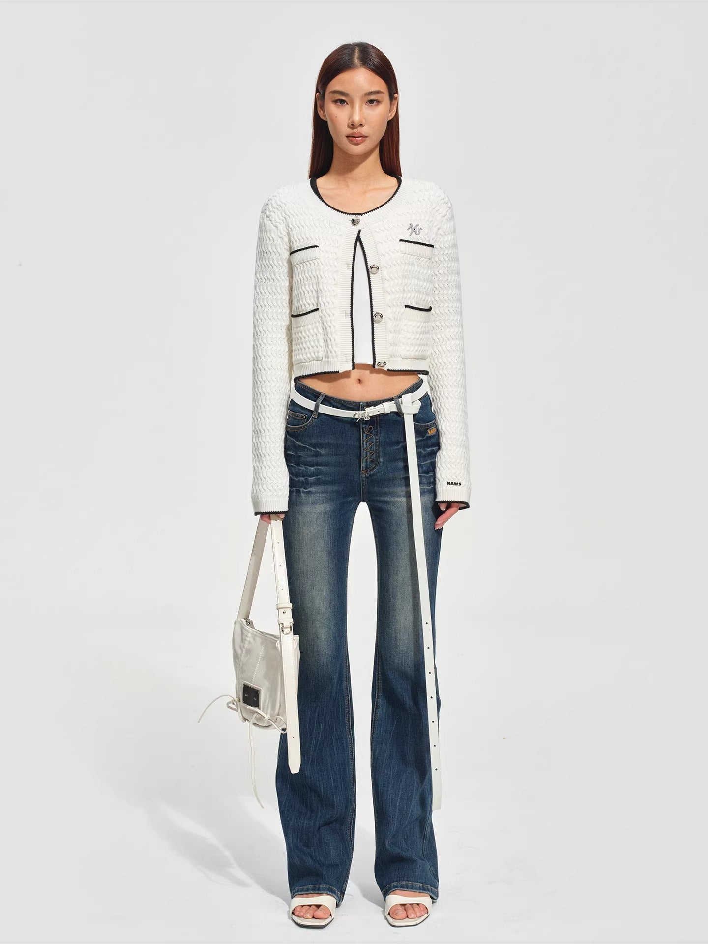 Wanderer Knight Cropped Cable-Knit Cardigan