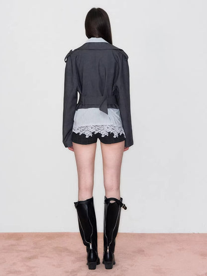 Detachable Faux Layered Blazer Jacket