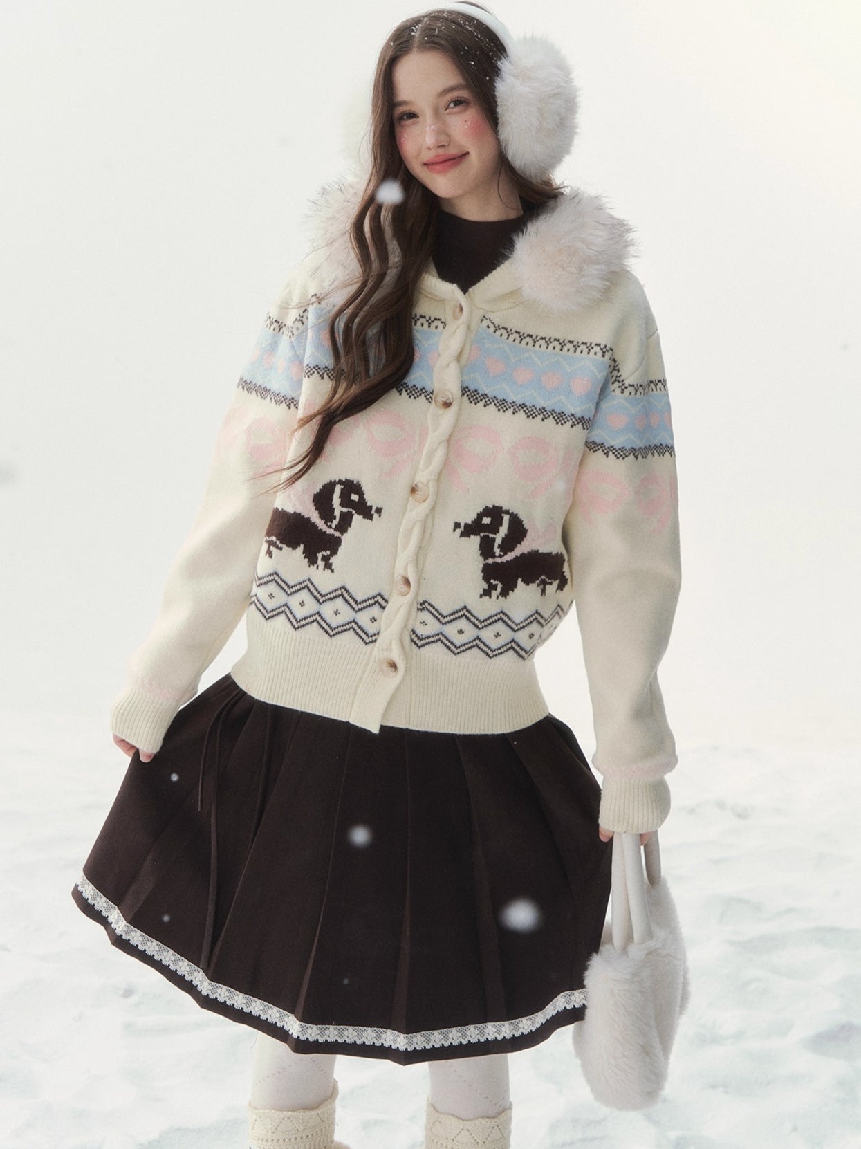 Vintage Dachshund Thermal Knit Sweater