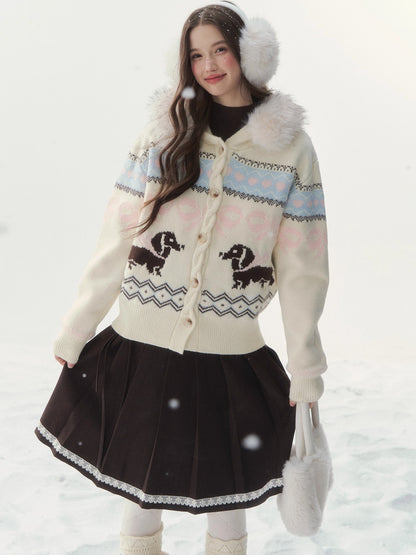 Vintage Dachshund Thermal Knit Sweater