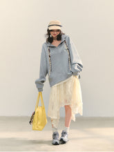 Fake Two-Piece Flower Embroidery Hat Cord Pullover Hoodie - CHINASQUAD