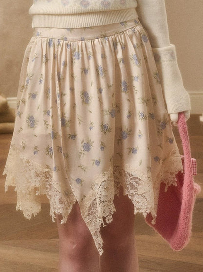 Cosagach Fair Isle Knit Crewneck &amp; Floral Skirt Set