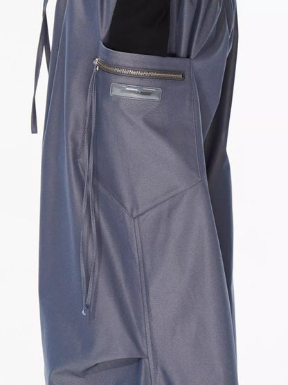 3D Pleated Wide-Leg Draped Trousers