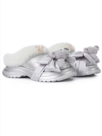Teddy Plush Platform Winter Mule Slippers
