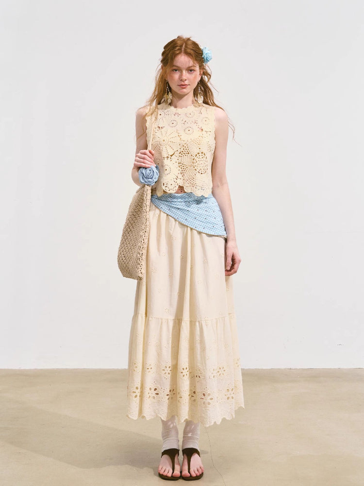 Hollow Lucky Flower Crochet Top &amp; Skirt Set