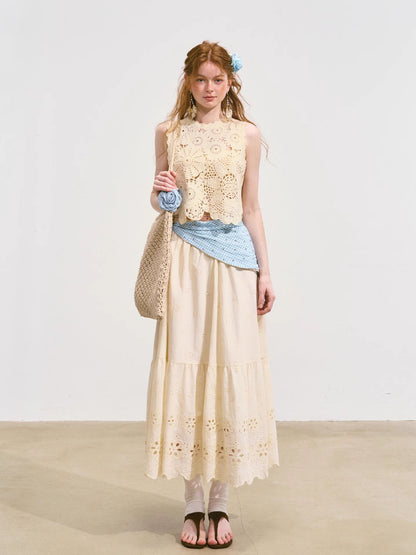 Hollow Lucky Flower Crochet Top &amp; Skirt Set
